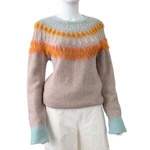 Anthropologie Sleeping on Snow Fair Isle Tunic Sweater S Nordic Wool Blend